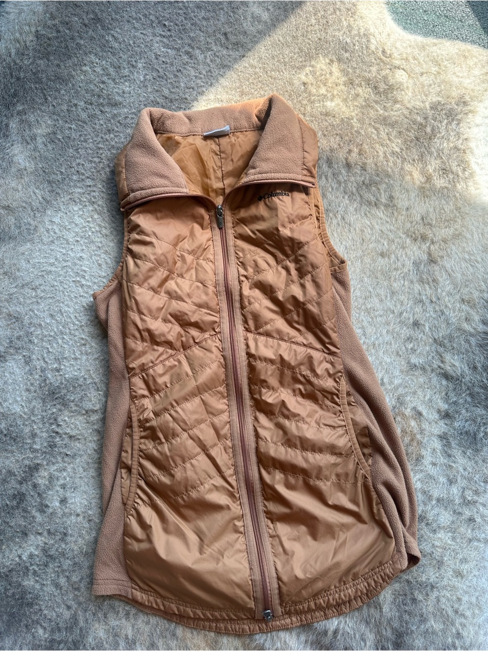Light Brown Quilted Women's Vest Jacket